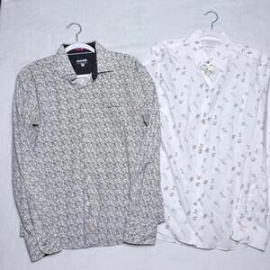 Lot of 2 Paul Smith Men's Shirts Large L Mainline Mouse Print & Paisley Bundle